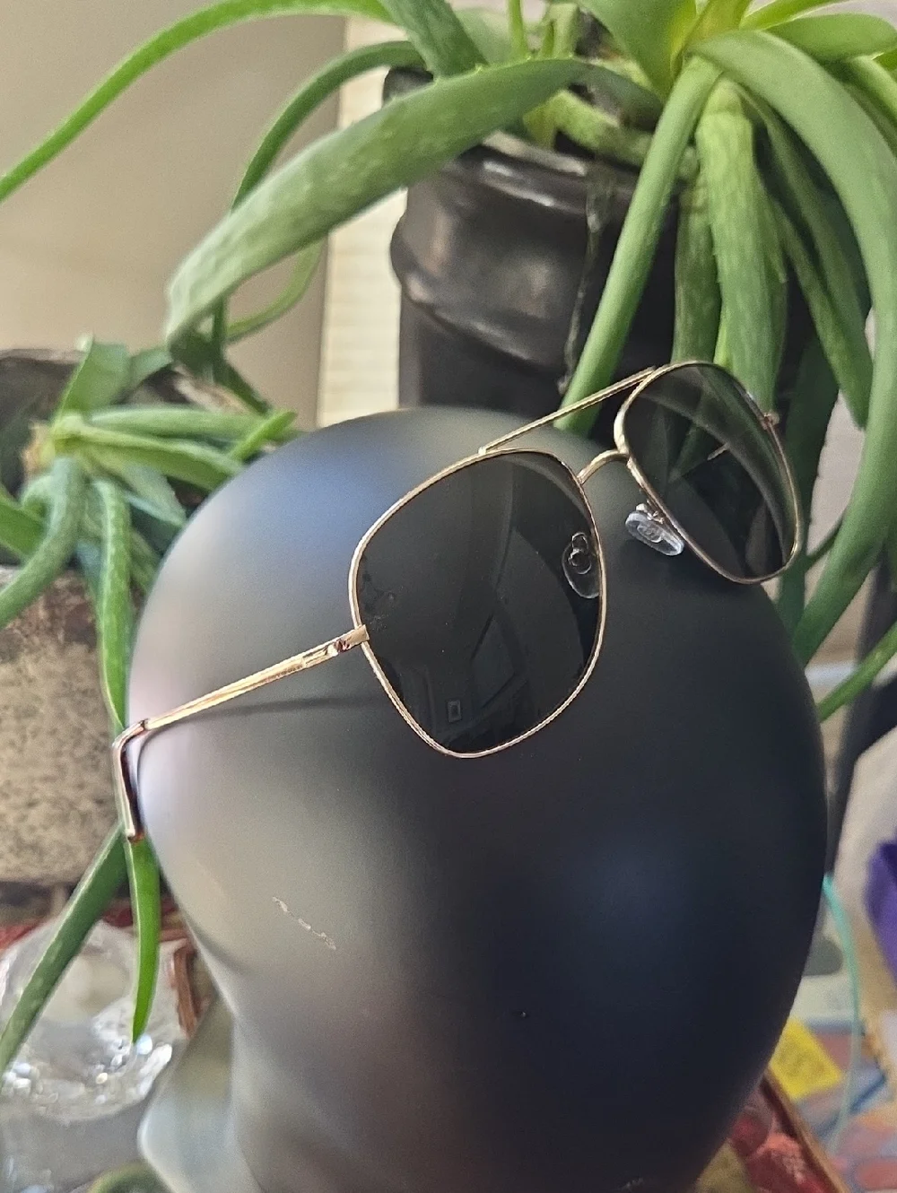 Aviator Metal Sunglasses - Black Lenses, Gold Frame